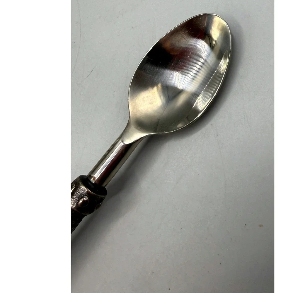 Pottery Barn Antique Rope Spoons Silver Metal Twisted Handle Set of 2 India